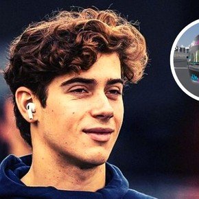 Colapinto presentó su casco para la Fórmula 2, con una colaboración con Bizarrap