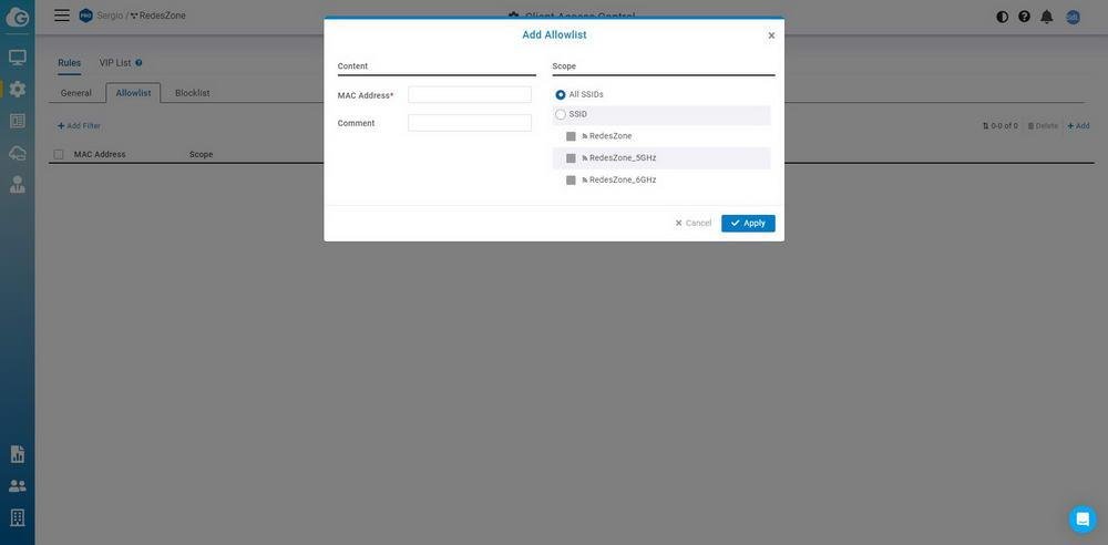 Lista blanca de permitidos para los clientes Wi-Fi en EnGenius Cloud