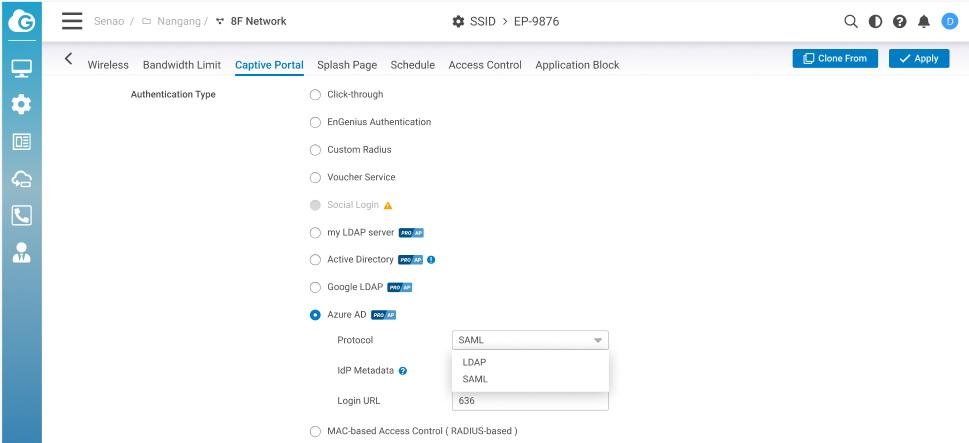 Configuración de Azure AD para el portal cautivo de EnGenius Cloud