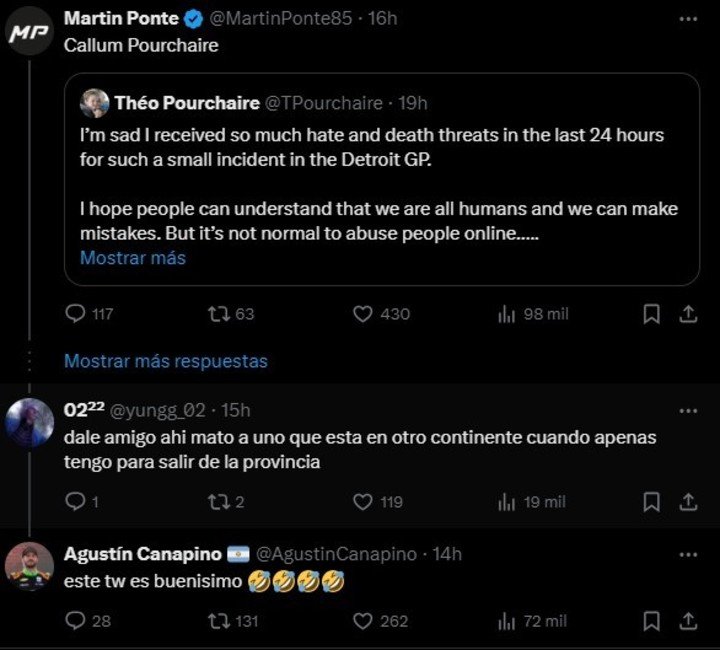 La respuesta de Canapino a un tuit.