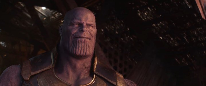 Thanos sonriendo al final de "Avengers: Infinity War".
