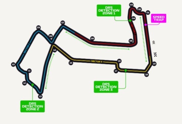 El trazado del circuito callejero de Singapur. 