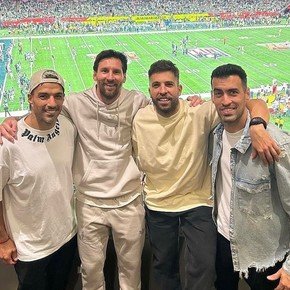 Lionel Messi en el Super Bowl junto a estrellas de Inter Miami para ver Chiefs vs. Eagles 