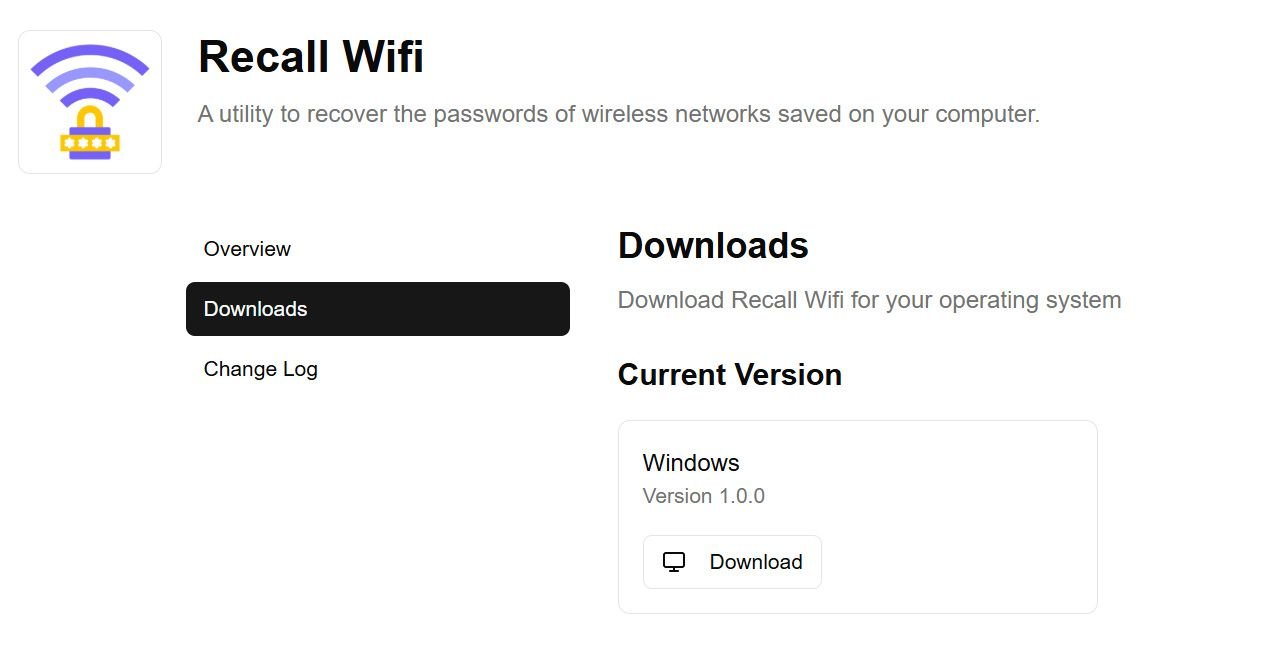 Pantalla para descargar la aplicación Recall WiFi