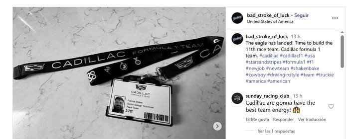 Así anunció Stokes su llegada a Cadillac.