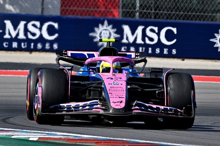 El Alpine de Franco Colapinto en plena acción durante el GP de Estados Unidos.
(Jerome Miron-Imagn)