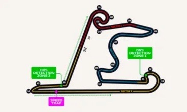 El circuito de Shanghái, en China, luce así.