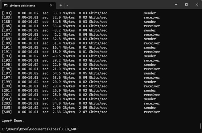 Prueba de velocidad LAN 2.5G a LAN 10G del router ASUS GT-BE19000AI en sentido descarga.