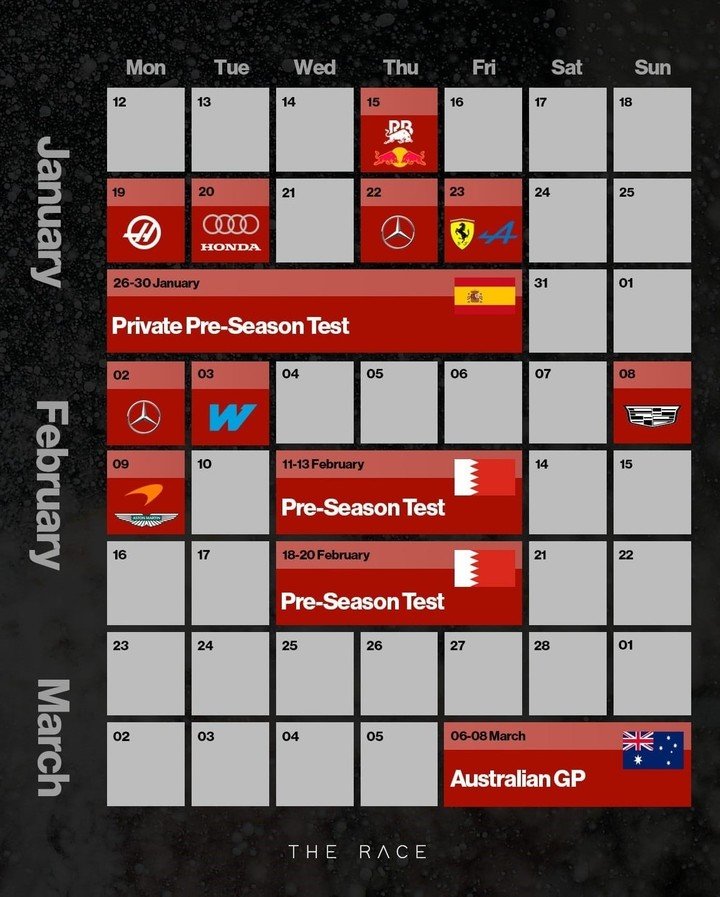 El calendario de las pruebas de F1.