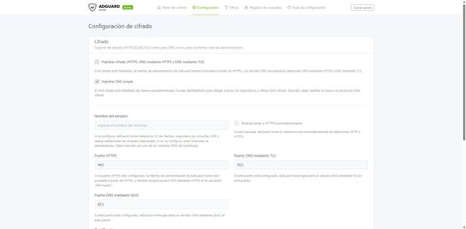 Configuración del cifrado en AdGuard Home y también para usar DNS over TLS en la red con el ASUS GT-BE19000AI