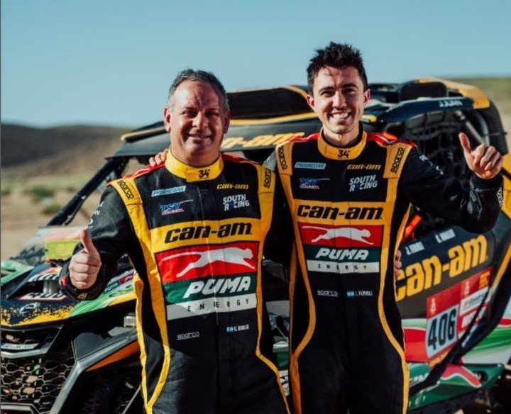 Gonzalo Rinaldi y Jeremías González Ferioli celebraron así tras ganar la séptima etapa en side by side del Dakar.
(@jeregonzalezferioli en IG).