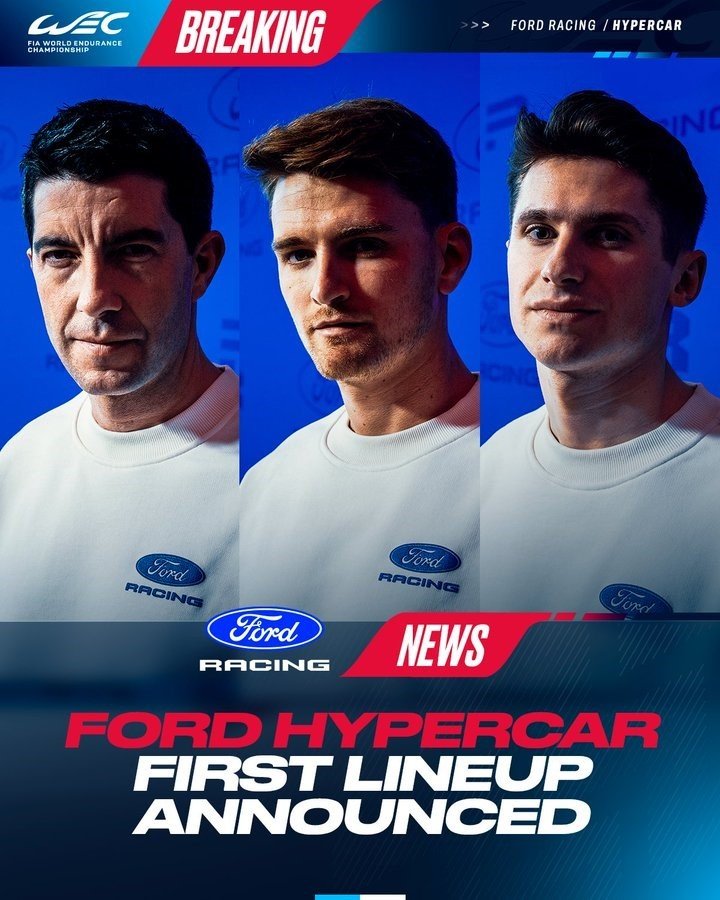 Rockenfeller, Sargeant y Priaulx, los volantes de Ford para la clase Hypercar del WEC. (@FIAWEC)