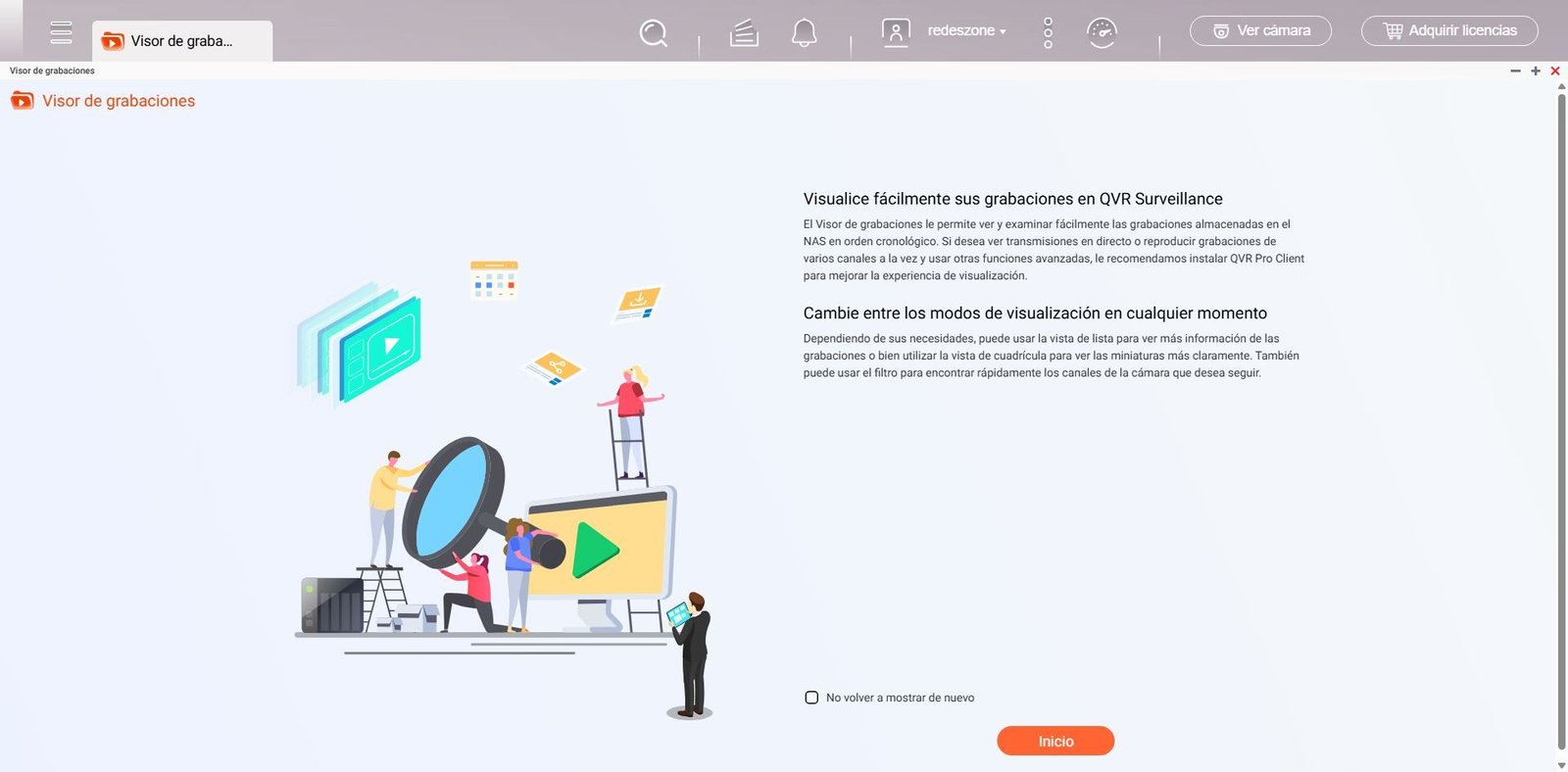 Visor de grabaciones de QVR Surveillance.