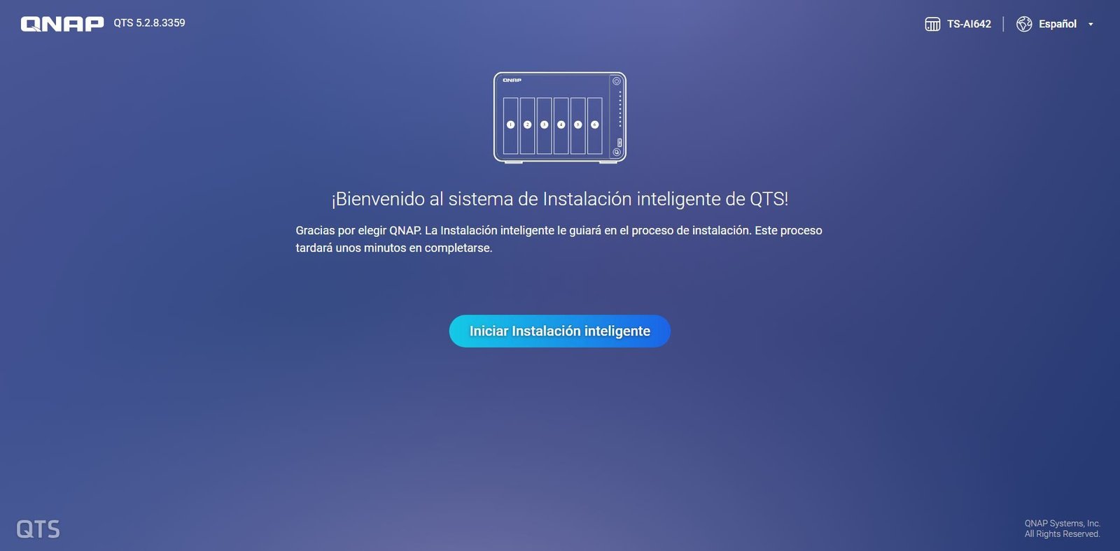 Asistente de configuración e instalación del NAS QNAP TS-AI642