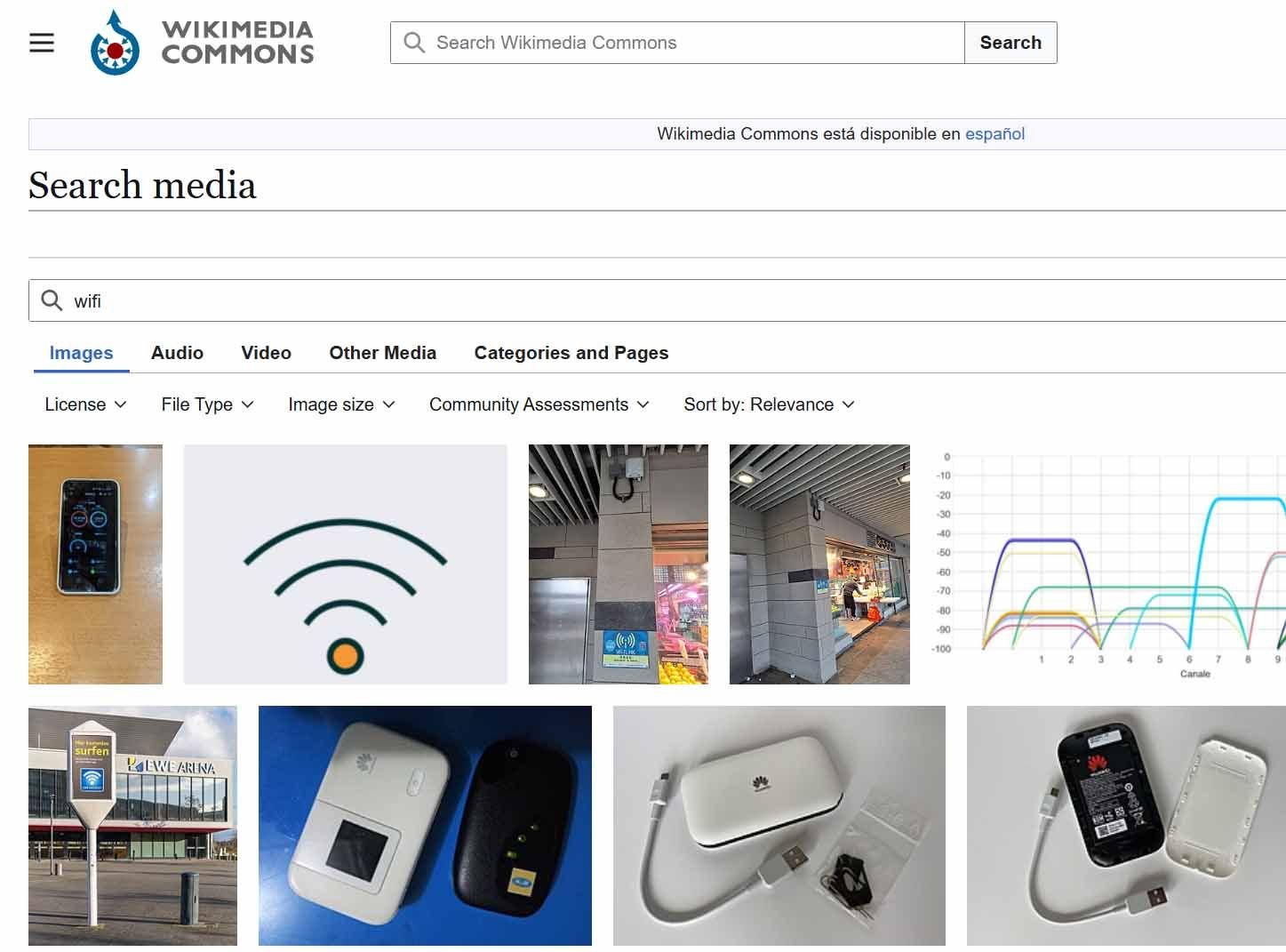 Imágenes de Wi-Fi en Wikimedia Commons