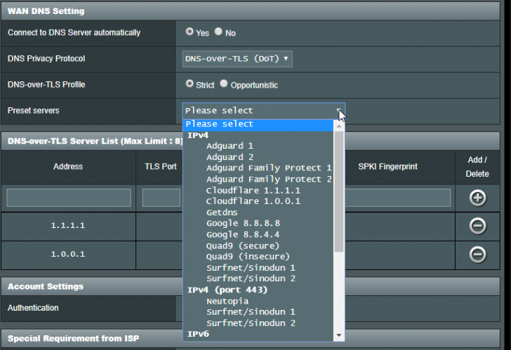DNS over TLS en el firmware de los routers ASUS.