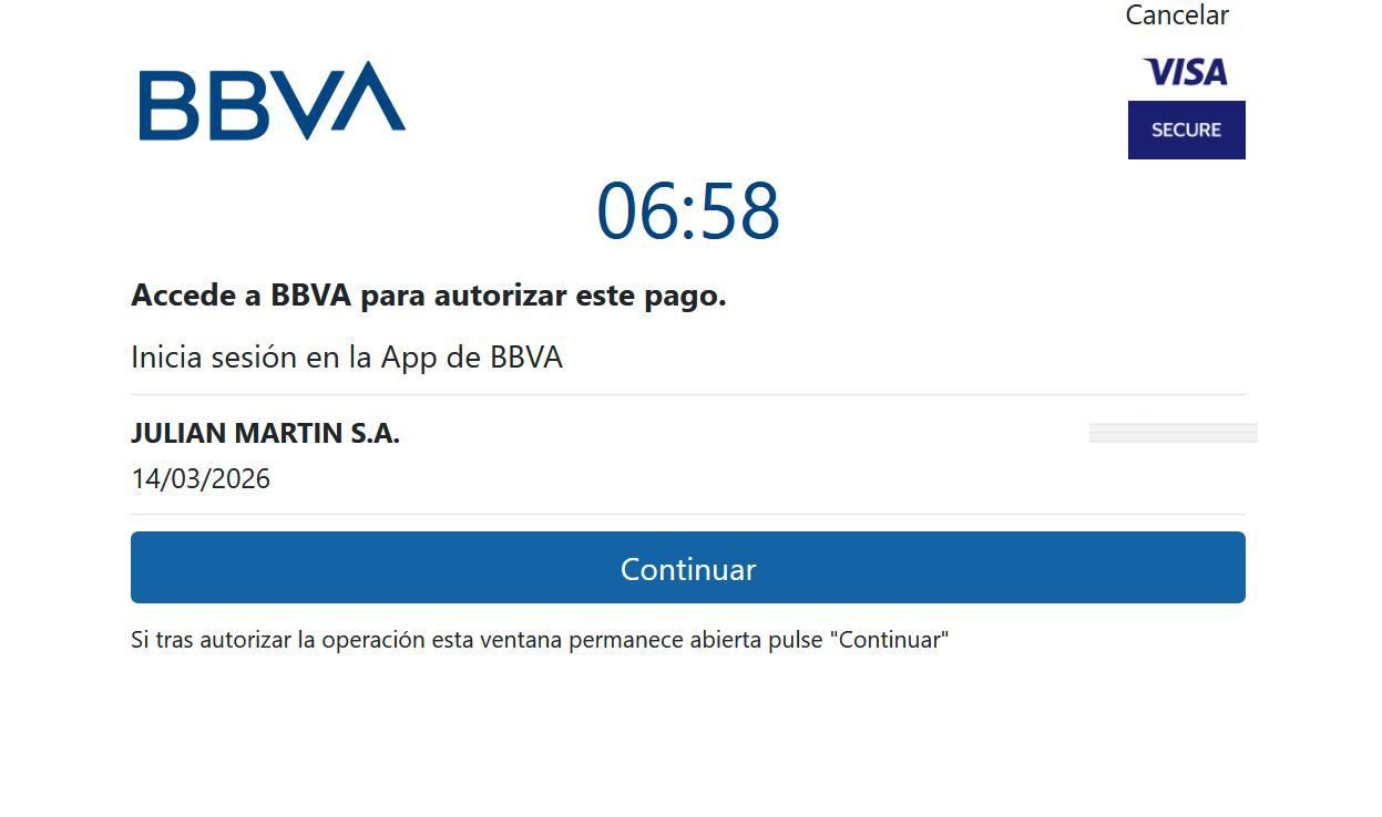 Menú de pago a través de Redsys donde no da error.