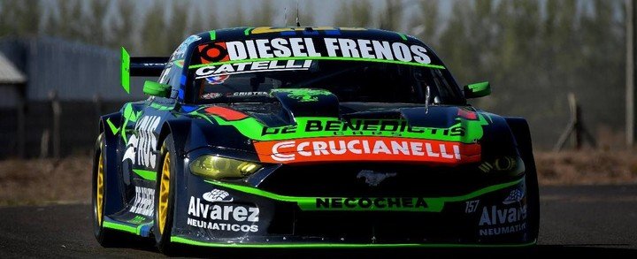 Juan Bautista De Benedictis fue segundo en la clasificación del TC en Neuquén con su Ford Mustang.
(Prensa ACTC).