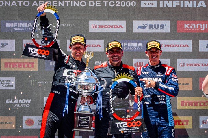 El podio de la final del TC2000 en El Zonda 2025: Gabriel Ponce de León, en lo más alto.