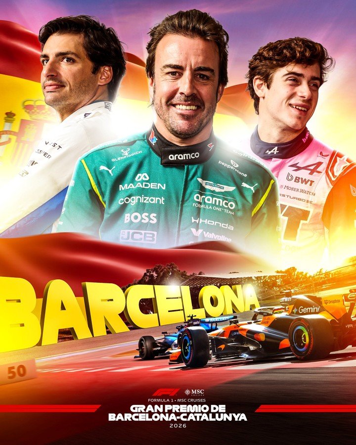 Con Franco Colapinto en el afiche, la Fórmula 1 presentó el GP de Barcelona-Cataluña.