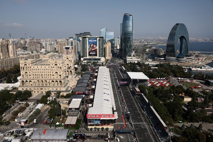 Una vista aérea del Circuito Callejero de Bakú (REUTERS).