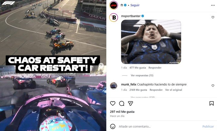 Algunos comentarios contra Franco Colapinto en redes sociales.