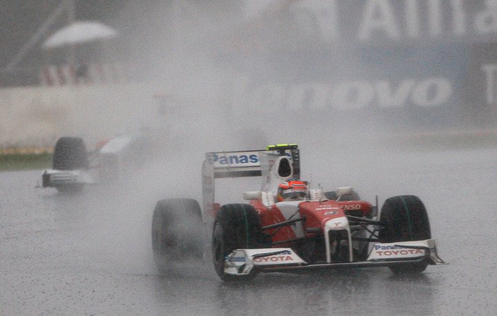 El GP de Malasia bajo lluvia en 2009. 